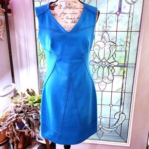 Laundry by Shelli Segal Elegant Turquoise Structured Knit Sheath Dress 8